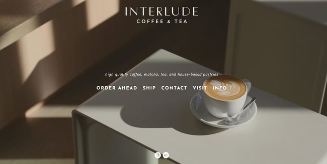 website example of the coffee shop website interlude