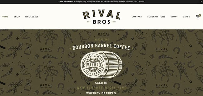 website example of the coffee shop website rival bros