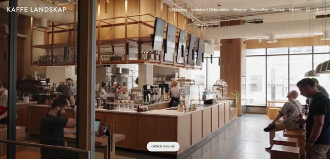 website example of the coffee shop website kaffe landskap