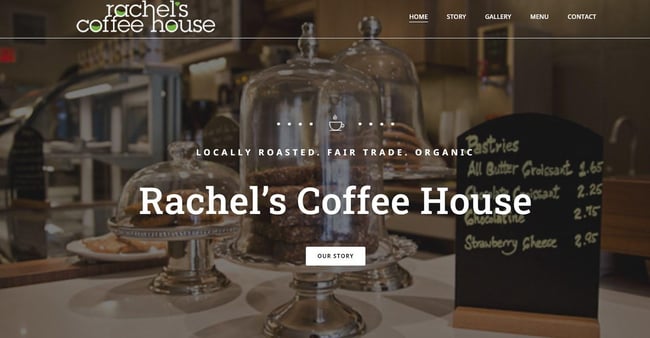 website example of the coffee shop website rachel's coffee house
