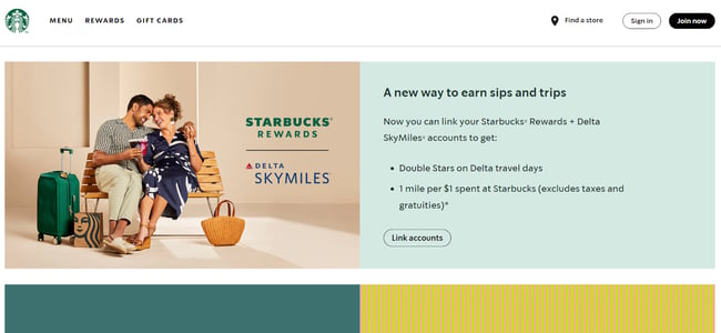 website example of the coffee shop website starbucks