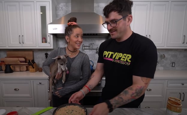 famous YouTuber Jenna Marbles and boyfriend filming comedic video