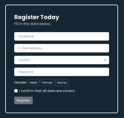 bootstrap form template example:  registration form