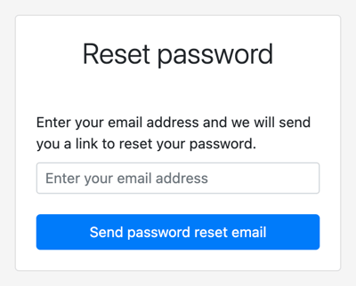 bootstrap form template example: reset password form