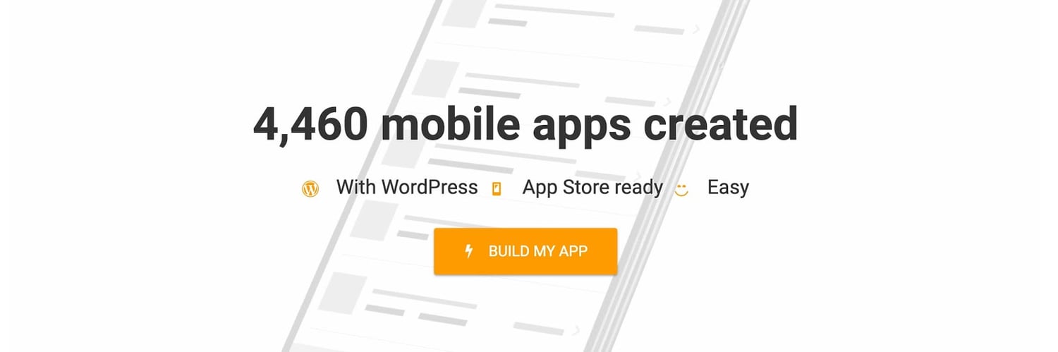 homepage for the wordpress conversion tool WPMobile.APP