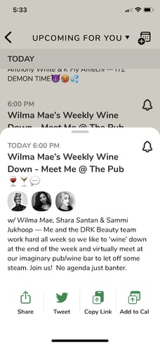 Weekly Wine Down description with hosts from DRK Beauty