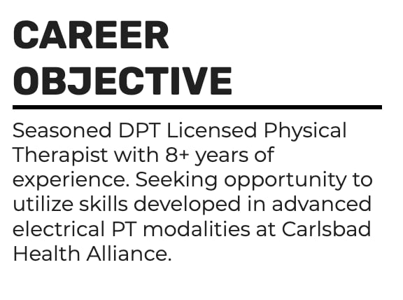 Professional Resume Objectives example: Beam Jobs Physical Therapy