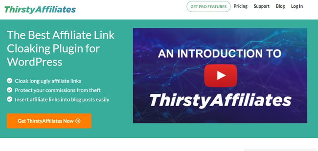 product page for the wordpress url shortener plugin thirsty affiliates