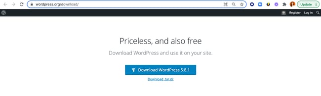 Come aggiornare WordPress manualmente tramite FTP: Scarica l'ultimo file zip di WordPress