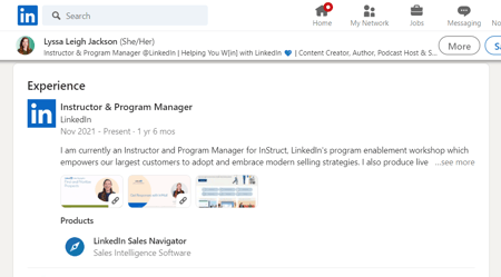 five-minute presentation, LinkedIn screenshot displaying presentations on profile