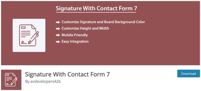 wordpress signature plugins: signature for contact form 7 product page