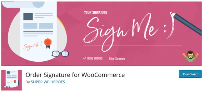 wordpress signature plugins: order signature woocommerce product page
