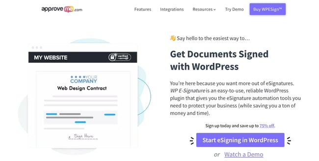 wordpress signature plugins: wp e signature product page