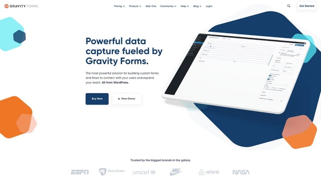wordpress signature plugins: gravity forms product page