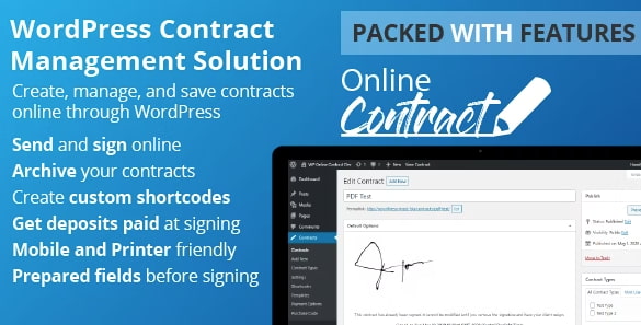 wordpress signature plugins: wp online contract product page
