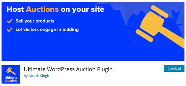 product page for the wordpress auction plugin ultimate wordpress auction