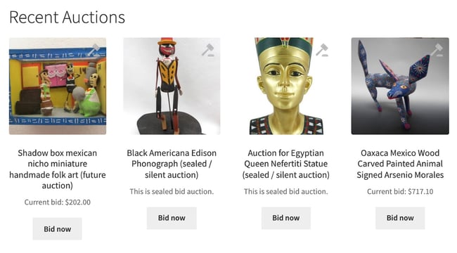 demo for the wordpress auction plugin WooCommerce Simple Auctions 