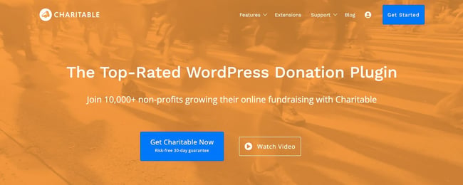 download page for the wordpress crwodfunding plugin charitable