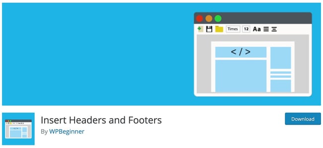 product page for the WordPress footer plugin Insert Headers and Footers