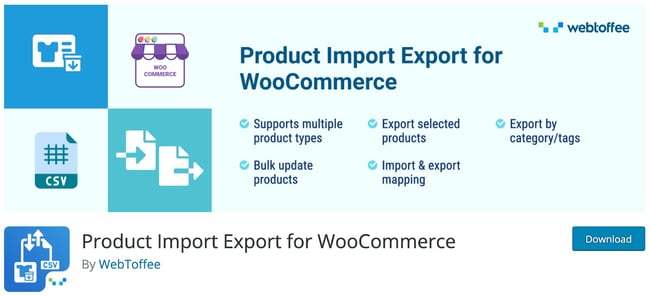 صفحة المنتج الخاصة بتصدير استيراد منتج البرنامج المساعد لاستيراد Wordpress لـ woocommerce