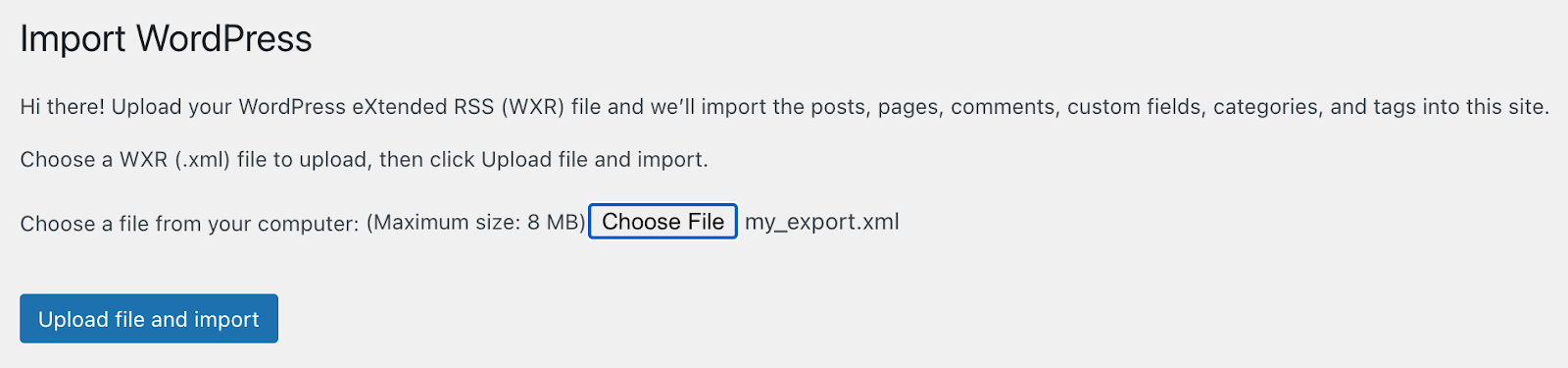 Import wordpress. Import this.