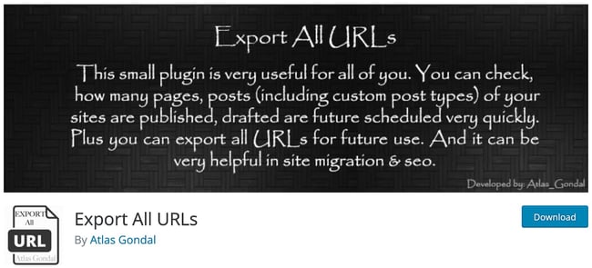 product page for the wordpress import plugin export all urls