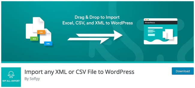 صفحة المنتج الخاصة ببرنامج WordPress import plugin wp all import