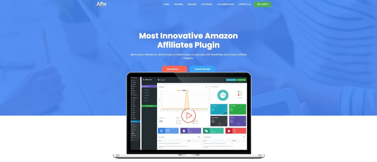 product page for the amazon affiliate wordpress plugin AAPro