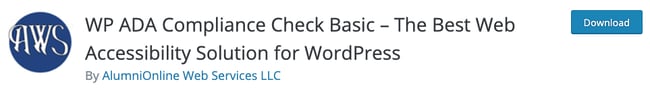 download page for the wordpress accessibility plugin WP ADA Compliance Check Basic