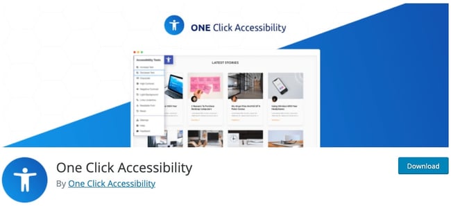 download page for the wordpress accessibility plugin one click accessibility
