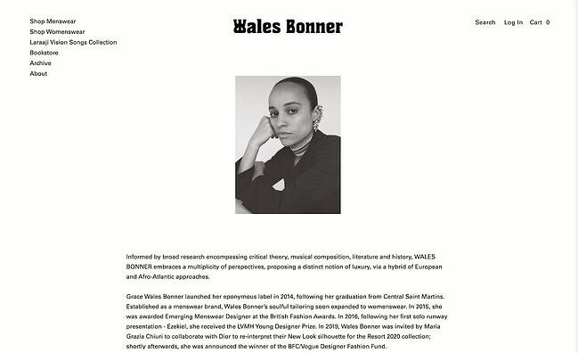 Company profile example: Wales Bonner