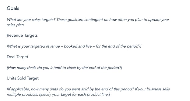 Sales goals template: Sales plan