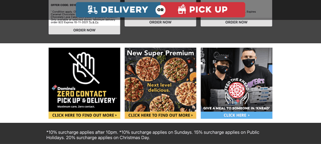 Conversion rate optimization: Dominos offers localized landing pages