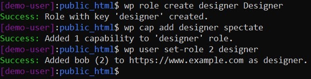 user roles WP CLI