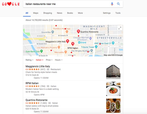 Local SEO tips: add location to your website restaurant example - marketing consultant for small business