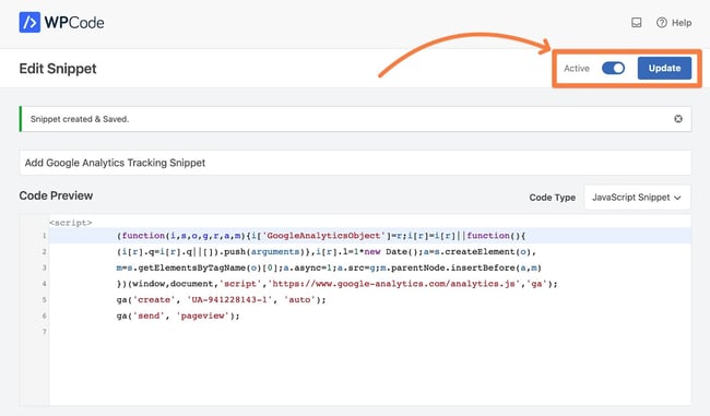 adding javascript to wordpress: making code snippet active in wpcode