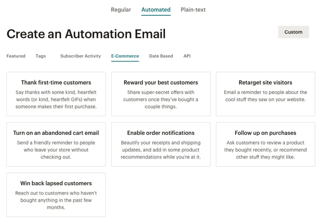 7 ecommerce automated email templates by MailChimp