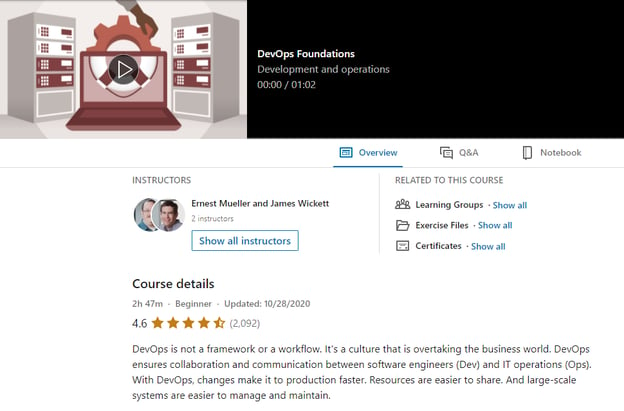 DevOps Foundations course homepage