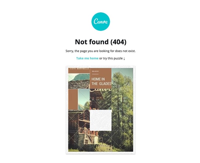 404 error page example from the website canva