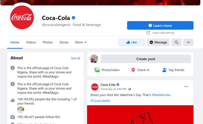  Consistency, Coca Cola Facebook