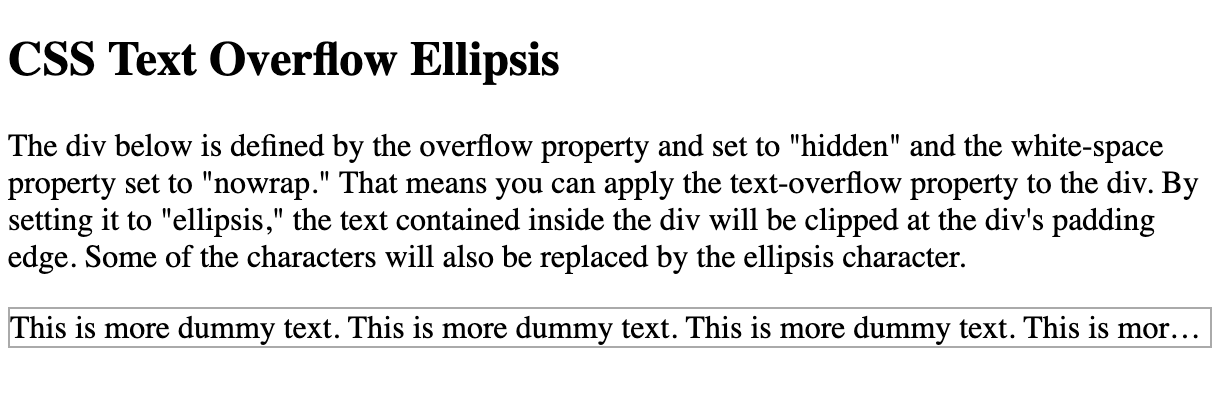 css div text overflow ellipsis