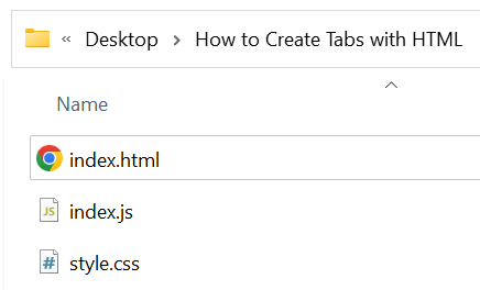 HTML tabs example file structure