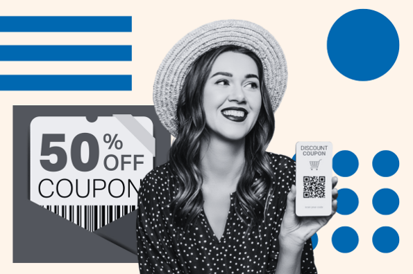 woman pulls up coupon on a wordpress coupon theme