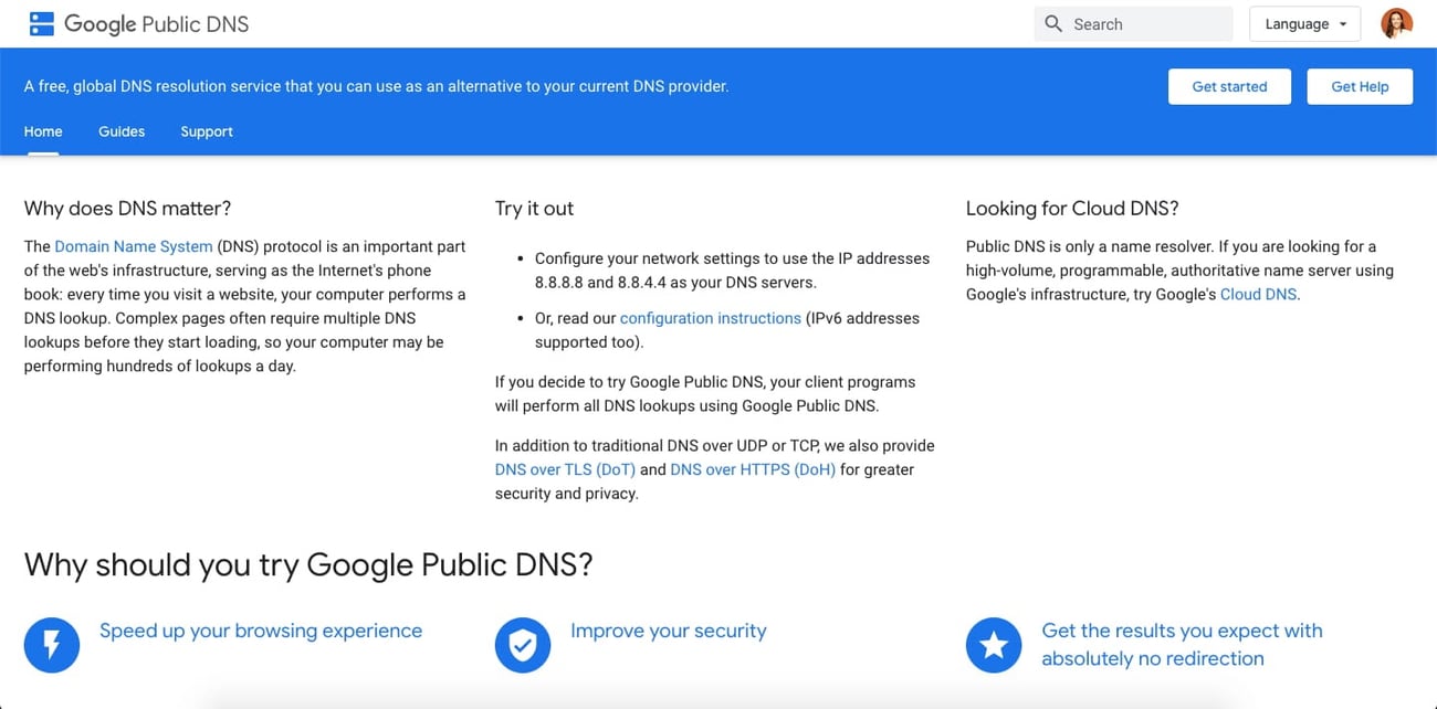 Dns адрес google