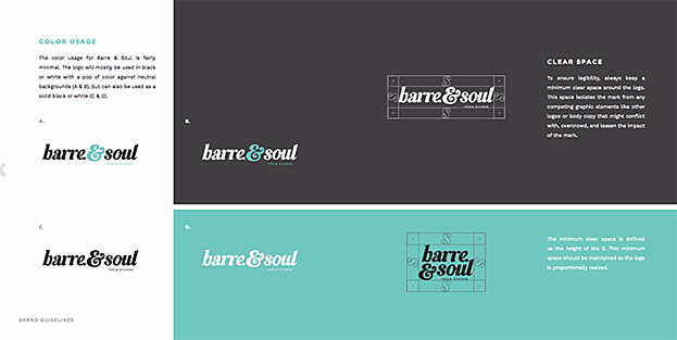 guía de estilo de la marca barre & soul imágenes del logotipo y paleta de colores