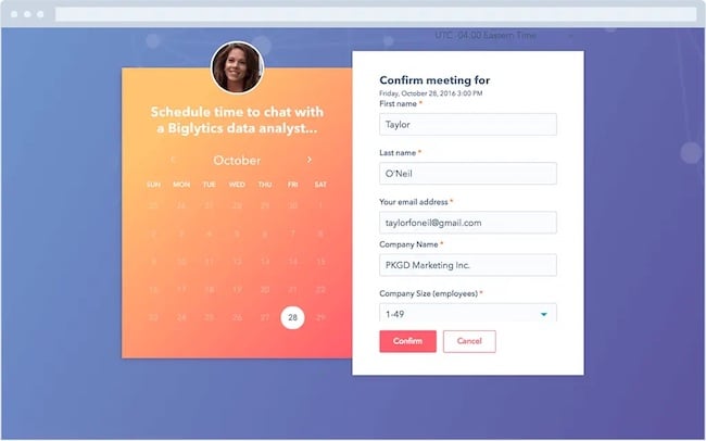 HubSpot free meeting scheduler