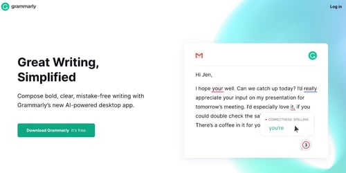 how to write an email, spell check with the Grammarly editor 