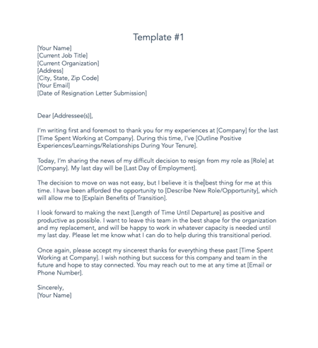HubSpot general resignation letter template