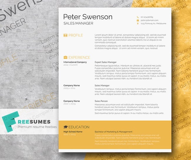  Goldenrod yellow resume template 
