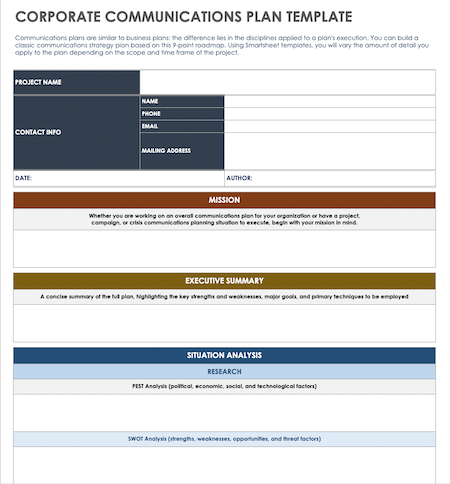 corporate communication plan example